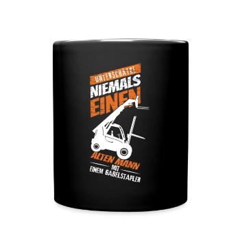 Staplerfahrer Gabelstapler Lustiges Lagerarbeiter - Tasse einfarbig - Schwarz - Vorne
