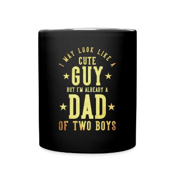Mignon Père Papa Deux Garçons - Mug uni - noir - Devant