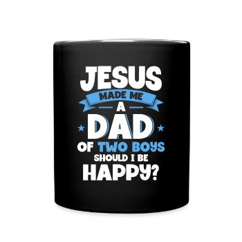 Jésus Père Papa Deux Garçons - Mug uni - noir - Devant