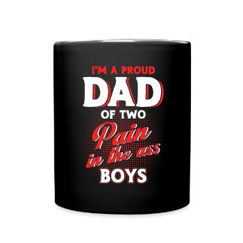 Fier Papa Père Papa Deux Garçons - Mug uni - noir - Devant