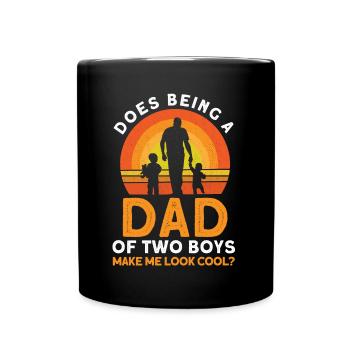 Cool Father Dad Two Boys - Full Colour Mug - black - Front