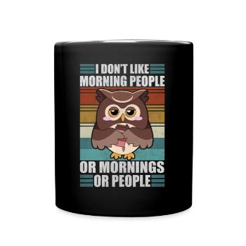 Sarcastic Owl Moody Coffee Lazy Owls - Tasse einfarbig - Schwarz - Vorne