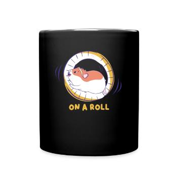 Hamster On A Roll Hamster Wheel Gift - Full Colour Mug - black - Front