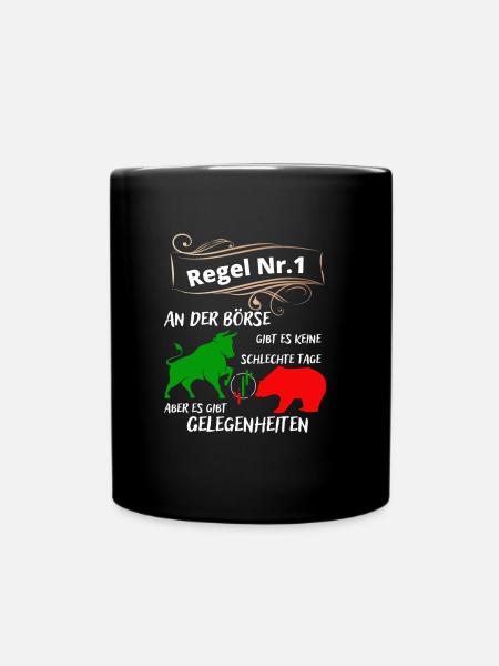 Bulle und Bär die Tiere der Börse und der Aktien - Tasse einfarbig - Schwarz