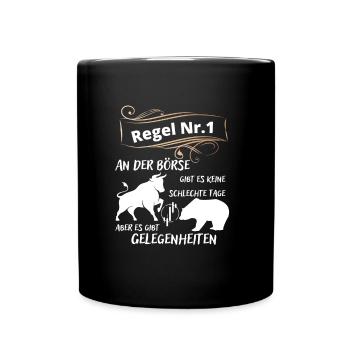 Bull and bear the animals of the stock market and stocks - Full Colour Mug - black - Front