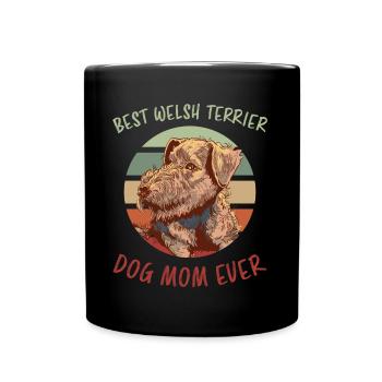 Welsh Terrier Mom Saying Welsh Terrier Gift - Full Colour Mug - black - Front