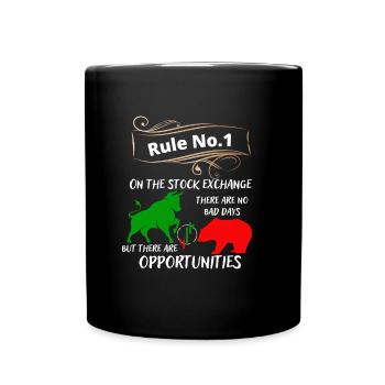 Bull and bear the animals of the stock market and stocks - Full Colour Mug - black - Front