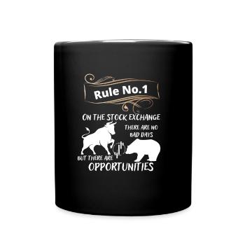 Bull and bear the animals of the stock market and stocks - Full Colour Mug - black - Front