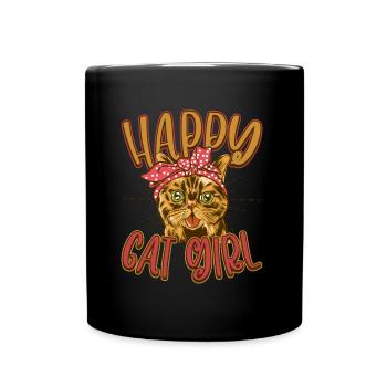 Chat chat heureux Chat Chaton - Mug uni - noir - Devant