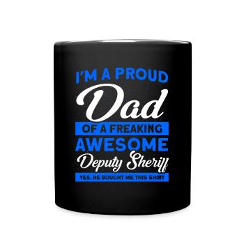 Stolzer Papa Hilfssheriff Papa Vater - Tasse einfarbig - Schwarz - Vorne