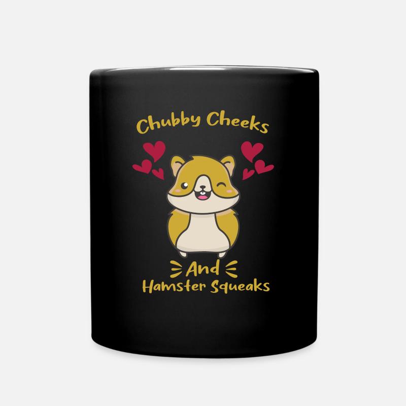 Chubby Cheeks Hamster Squeaks Hamsterbacken Herzen - Tasse einfarbig - Schwarz