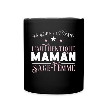 Sage femme idée cadeau métier humour, naissance - Mug uni - noir - Devant