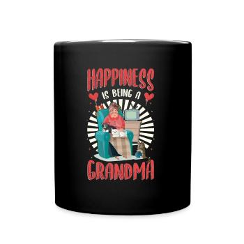 Happiness Is Being A Grandma Pregnancy Announcement - Full Colour Mug - black - Front