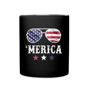 Merica Lunettes de soleil 4 juillet Hommes Femmes Américaine F - Mug uni - noir - Devant