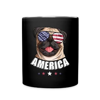 America Dog 4th of July American Flag USA Pug - Full Colour Mug - black - Front