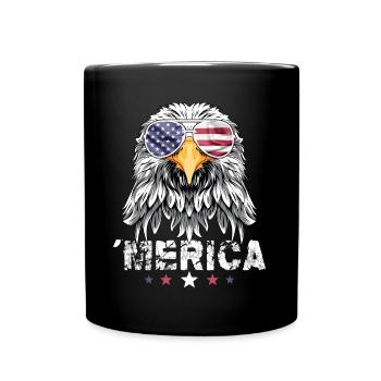 4th of July American Flag USA Sunglasses Eagle - Tasse einfarbig - Schwarz - Vorne