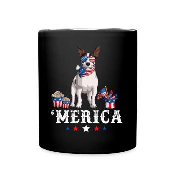 Jack Russell Merica 4 juillet Chien Drapeau américain - Mug uni - noir - Devant