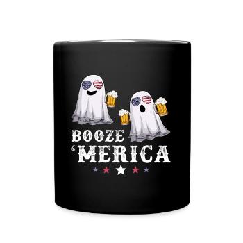 Ghost USA 4th of July Beer American Flag Booze Mer - Tasse einfarbig - Schwarz - Vorne