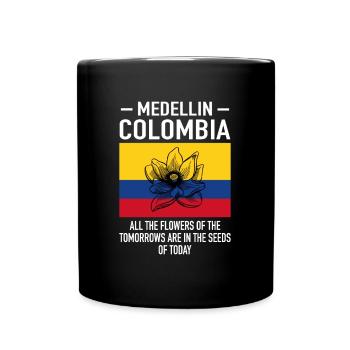 Medellin Kolumbien Blumen Flagge - Tasse einfarbig - Schwarz - Vorne