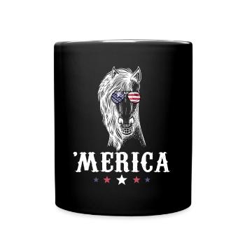Horse Merica 4th of July American Flag USA - Tasse einfarbig - Schwarz - Vorne