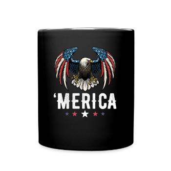 Eagle American Flag 4th of July USA Merica - Tasse einfarbig - Schwarz - Vorne