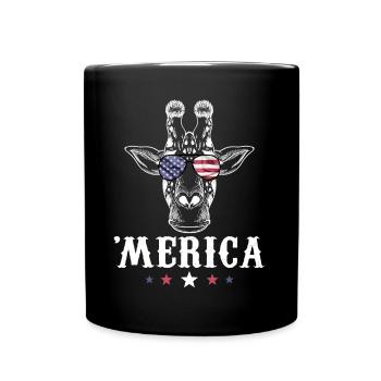Giraffe Merica 4th of July American Flag USA - Tasse einfarbig - Schwarz - Vorne
