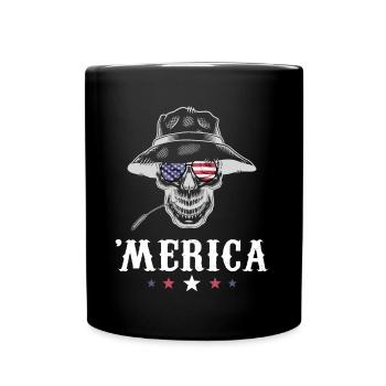 Skull Farmer Merica 4th of July American Flag USA - Full Colour Mug - black - Front