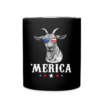 Goat Merica 4th of July American Flag USA - Tasse einfarbig - Schwarz - Vorne