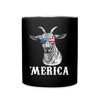 Goat 4th of July American Flag USA Merica - Tasse einfarbig - Schwarz - Vorne