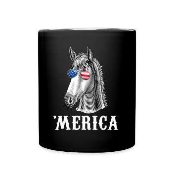 Cheval Merica 4 juillet USA Hommes Femmes American Fl - Mug uni - noir - Devant