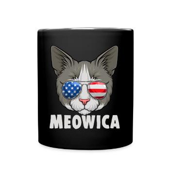 Cat 4th of July USA Kitten American Flag - Tasse einfarbig - Schwarz - Vorne
