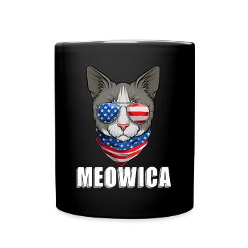 Cat 4th of July Kitten American Flag USA - Tasse einfarbig - Schwarz - Vorne
