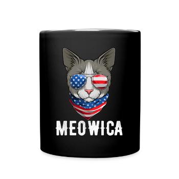 USA Cat 4th of July Kitten American Flag - Tasse einfarbig - Schwarz - Vorne