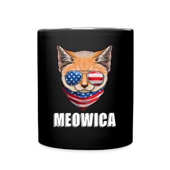 Cat Lynx 4th of July American Flag USA - Tasse einfarbig - Schwarz - Vorne