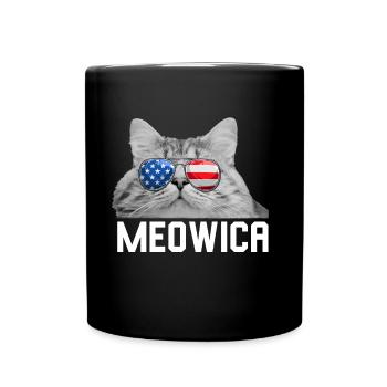 Cat 4 juillet Hommes Femmes USA Drapeau américain - Mug uni - noir - Devant