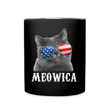 Cat 4th of July Merica USA American Flag - Tasse einfarbig - Schwarz - Vorne