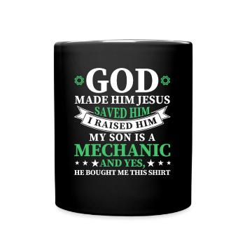 Mein Sohn Vater Mechaniker Vater Familie - Tasse einfarbig - Schwarz - Vorne