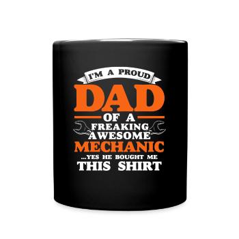 Fier Papa Père Mécanicien Père Famille - Mug uni - noir - Devant