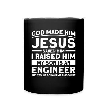 Mein Sohn Vater Ingenieur Vater Familie - Tasse einfarbig - Schwarz - Vorne