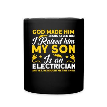 Mein Sohn Vater Elektriker Vater Familie - Tasse einfarbig - Schwarz - Vorne