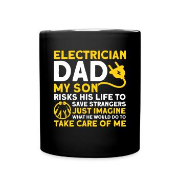 Fils Père Électricien Père Famille - Mug uni - noir - Devant