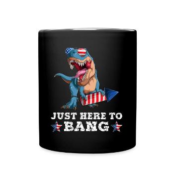 Trex 4 juillet Dinosaur Fireworks Drapeau américain - Mug uni - noir - Devant
