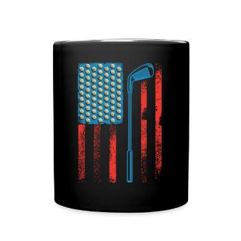 Amerika Golfspieler USA 4. Juli Golfer - Tasse einfarbig - Schwarz - Vorne
