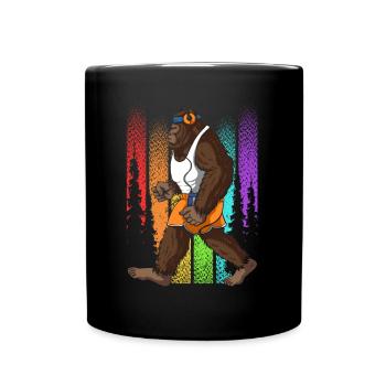 Retro Walking Bigfoot Unheimlich - Tasse einfarbig - Schwarz - Vorne
