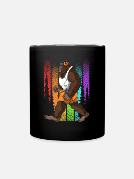 Retro Walking Bigfoot Unheimlich - Tasse einfarbig - Schwarz