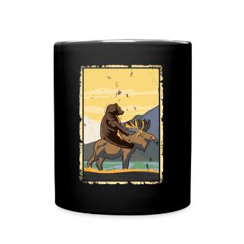 L’ours chevauche l’orignal La nature étrange - Mug uni - noir - Devant