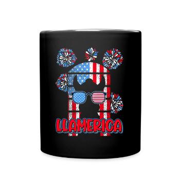 Patriotic Lama USA America Feux d’artifice - Mug uni - noir - Devant