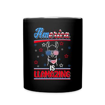 Llama USA Hommes Femmes Amérique 4 juillet - Mug uni - noir - Devant
