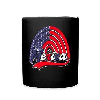 Merica 4. Juli Amerika Regenbogen USA - Tasse einfarbig - Schwarz - Vorne