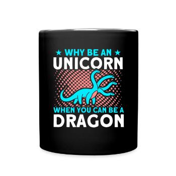 Dragon Dragon Unicorn Unicorn Lovers - Full Colour Mug - black - Front